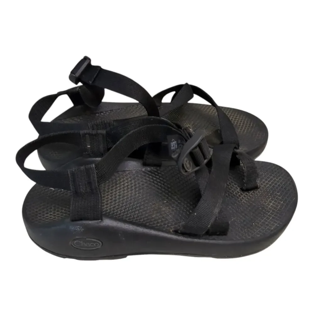 Chaco Classic Sandals Mens Size 7 Wide Black Toe Loop Adjustable Outdoor Hiking
